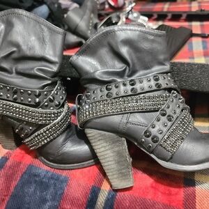 Not Rated Black Studded Ankle Booties